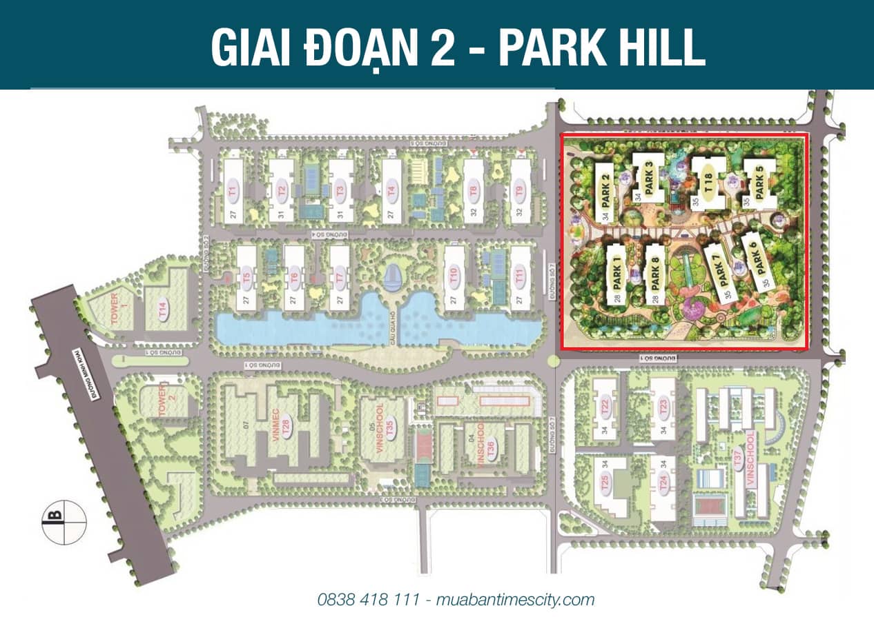 vị trí park hill trong khu đô thị times city