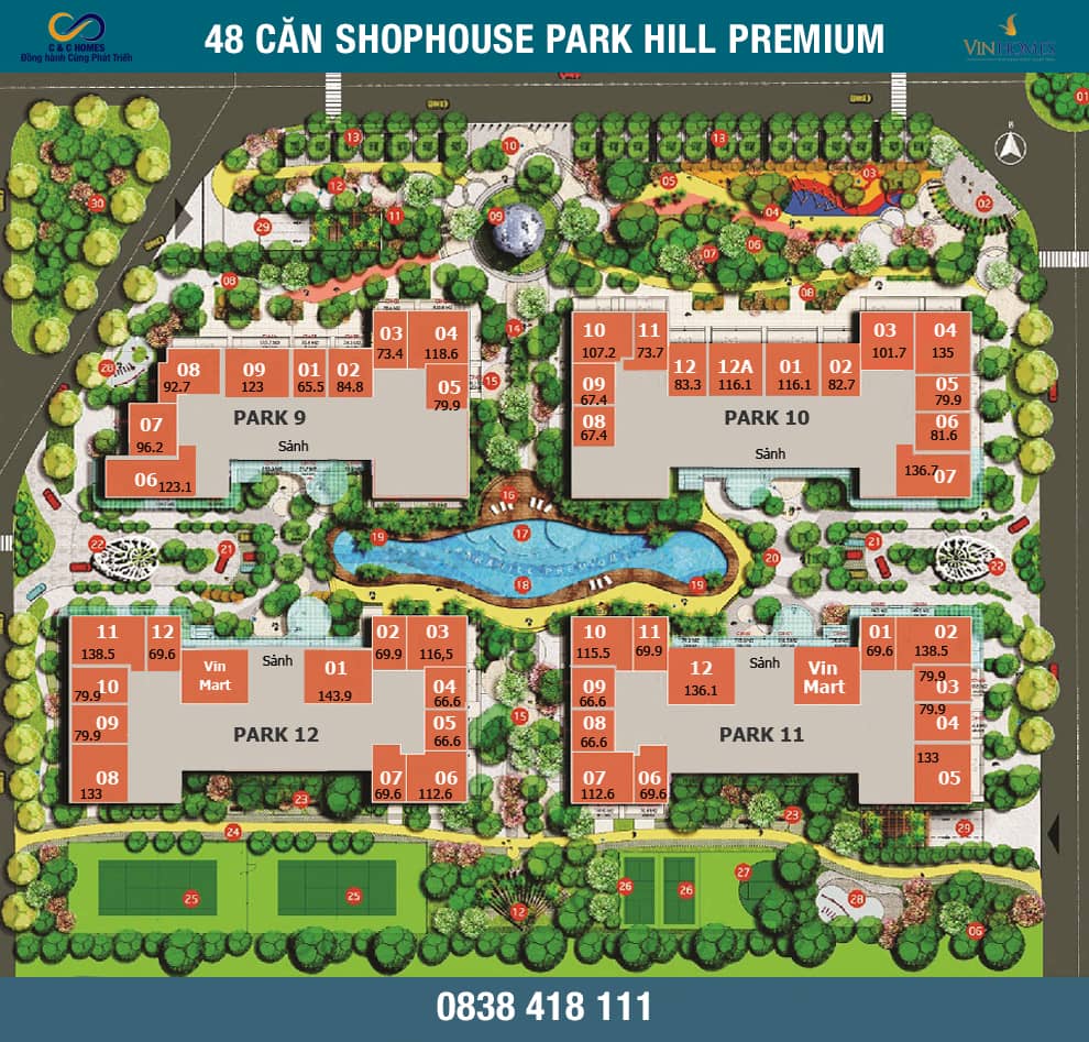 mat bang shophouse park hill premium