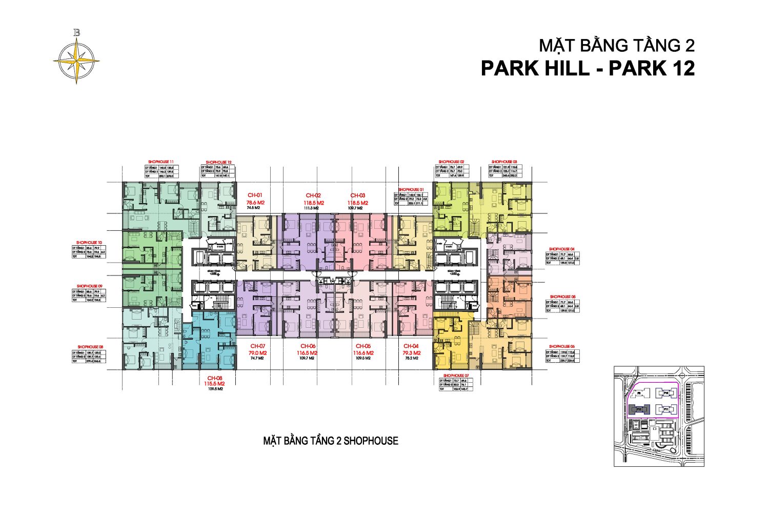 mặt bằng tầng 1 shophouse park 12 times city park hill premium
